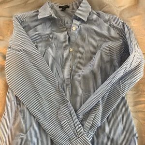 Ann Taylor long sleeve white/blue striped top